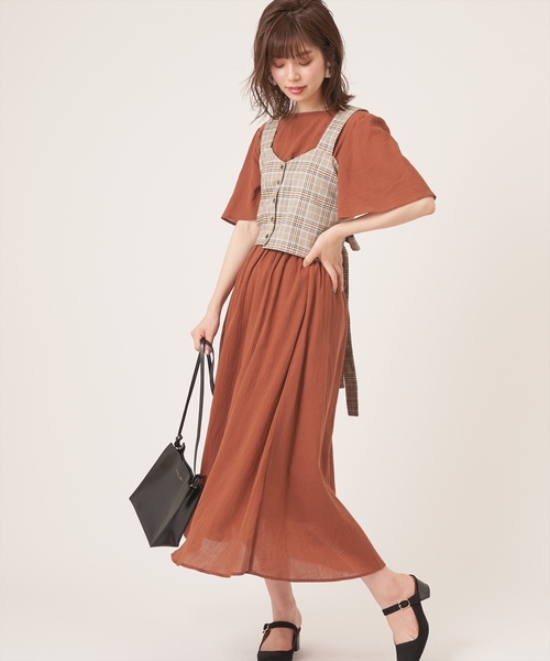 natural couture（ナチュラルクチュール）の「フレア袖太ベルトワンピース（ワンピース・レディース・ブラック/ブラウン/ベージュ/グリーン/パープル/その他1/その他2/その他3・FREE）」の21枚目の写真