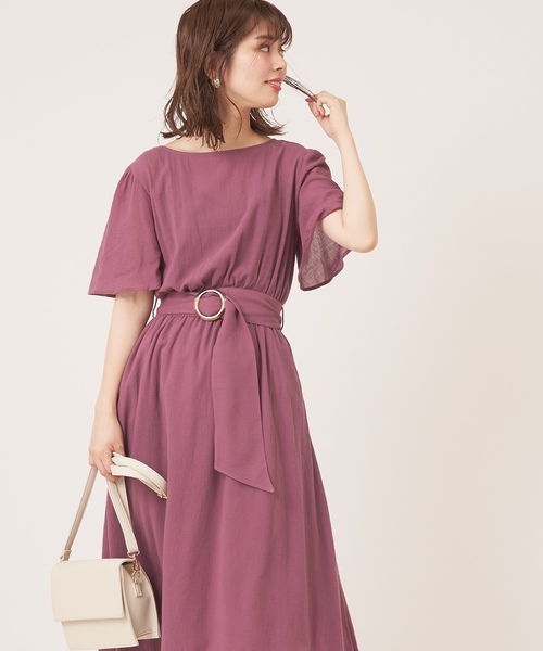 natural couture（ナチュラルクチュール）の「フレア袖太ベルトワンピース（ワンピース・レディース・ブラック/ブラウン/ベージュ/グリーン/パープル/その他1/その他2/その他3・FREE）」の11枚目の写真