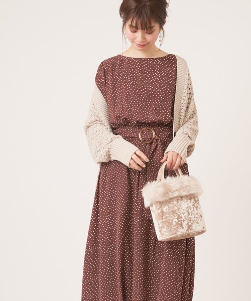 natural couture（ナチュラルクチュール）の「フレア袖太ベルトワンピース（ワンピース・レディース・ブラック/ブラウン/ベージュ/グリーン/パープル/その他1/その他2/その他3・FREE）」の12枚目の写真