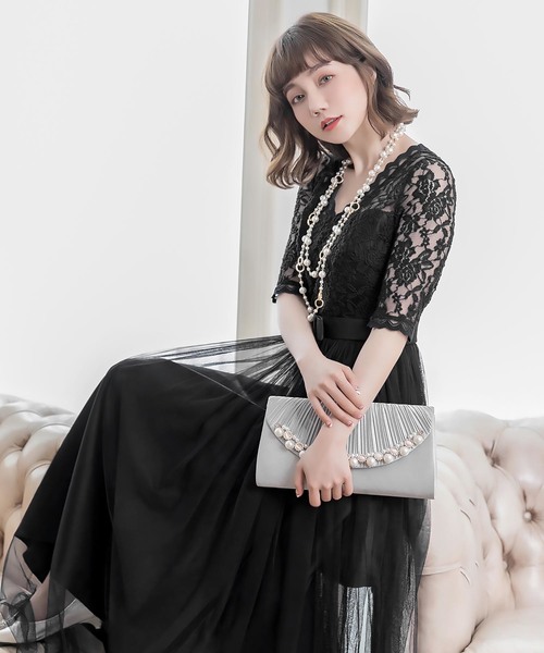 Cinderella(シンデレラ)の「パーティードレス ロングドレス ワンピース 結婚式 お呼ばれ チュール Aライン フォーマル ドレス 10代 20代 30代(ドレス・レディース・ブラック/ネイビー/ピンク/ベージュ/グレー/ワインレッド・XX-LARGE/LARGE/SMALL/X-LARGE/MEDIUM)」の9枚目の写真
