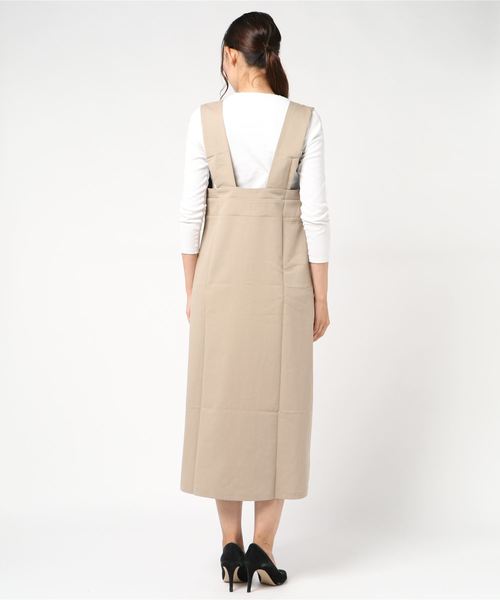 flower（フラワー）の「ボタンエプロンワンピース（ワンピース・レディース・ベージュ/ブラック・FREE）」の4枚目の写真