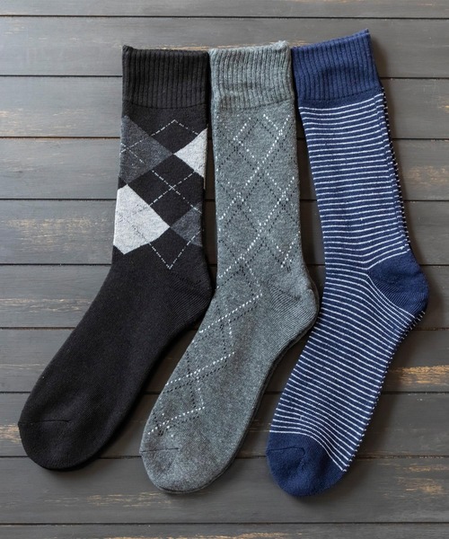 HARUSAKU CC（ハルサクシーシー）の「HARUSAKU CC:Men's Pile socks 3P set メンズ パイル ソックス3Pセット（ソックス/靴下・メンズ・ブラック/グレー・M/L）」の4枚目の写真