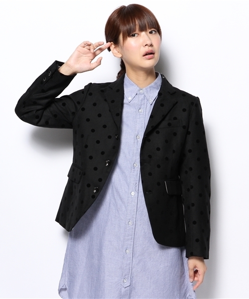 BEAMS BOY（ビームスボーイ）の「BEAMS BOY / フロッキー ドット 3ボタン ジャケット（テーラードジャケット・レディース・ブラック/ネイビー・ONE SIZE）」の4枚目の写真