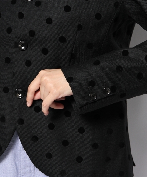 BEAMS BOY（ビームスボーイ）の「BEAMS BOY / フロッキー ドット 3ボタン ジャケット（テーラードジャケット・レディース・ブラック/ネイビー・ONE SIZE）」の6枚目の写真