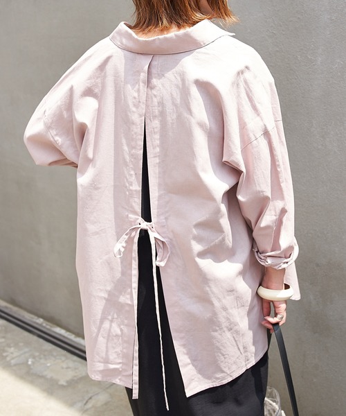 Ciaopanic Typy チャオパニックティピー の リネン混バックオープンビッグシャツ シャツ ブラウス Wear