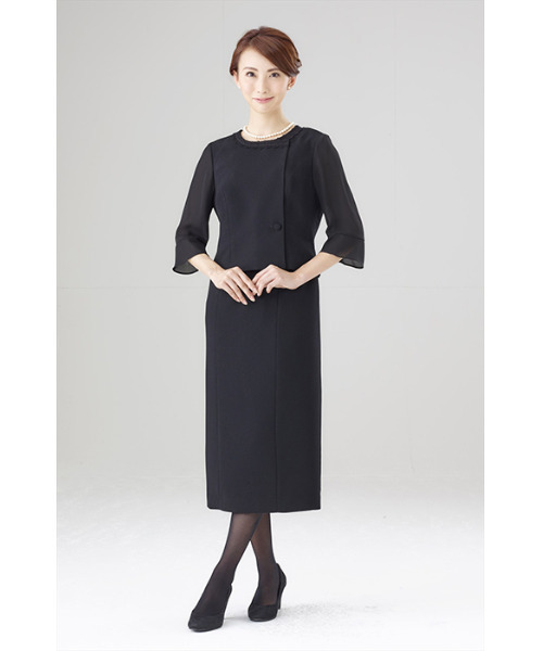 MONOIR(モノワール)の「濃染加工アンサンブル(ジャケットワンピース)(アンサンブル・レディース・ブラック・11号/9号/13号/17号/19号/15号/21号)」の3枚目の写真