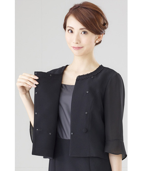 MONOIR(モノワール)の「濃染加工アンサンブル(ジャケットワンピース)(アンサンブル・レディース・ブラック・11号/9号/13号/17号/19号/15号/21号)」の11枚目の写真