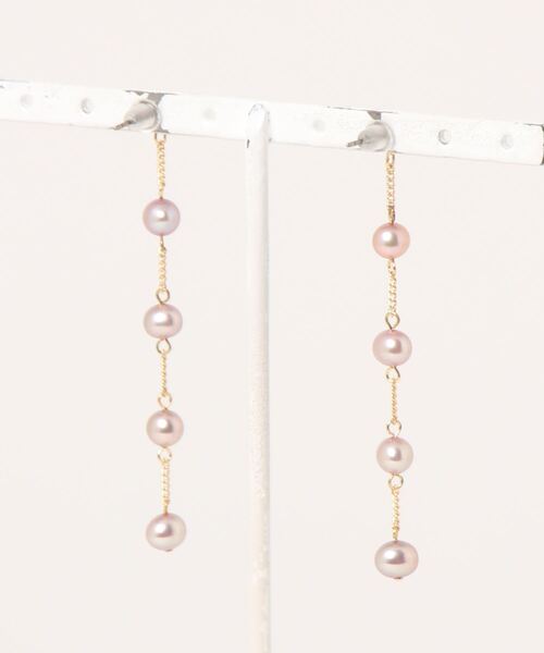RIGAaccessory(リガアクセサリー)の「淡水パールステーションピアス(ピアス(両耳用)・レディース・ピンク・FREE)」の2枚目の写真
