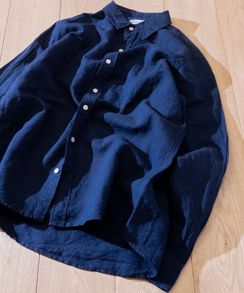 JOHN'S CLOSET(ジョンズクローゼット)の「【i】フレンチリネン長袖シャツ(シャツ/ブラウス・メンズ・ホワイト/ライトグリーン/ブラック/キナリ/ライトブルー/ネイビー・MEDIUM/LARGE/X-LARGE)」の6枚目の写真