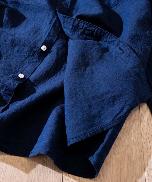 JOHN'S CLOSET(ジョンズクローゼット)の「【i】フレンチリネン長袖シャツ(シャツ/ブラウス・メンズ・ホワイト/ライトグリーン/ブラック/キナリ/ライトブルー/ネイビー・MEDIUM/LARGE/X-LARGE)」の10枚目の写真