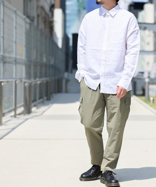 JOHN'S CLOSET(ジョンズクローゼット)の「【i】フレンチリネン長袖シャツ(シャツ/ブラウス・メンズ・ホワイト/ライトグリーン/ブラック/キナリ/ライトブルー/ネイビー・MEDIUM/LARGE/X-LARGE)」の13枚目の写真