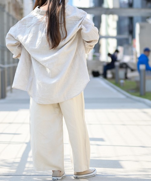 JOHN'S CLOSET(ジョンズクローゼット)の「【i】フレンチリネン長袖シャツ(シャツ/ブラウス・メンズ・ホワイト/ライトグリーン/ブラック/キナリ/ライトブルー/ネイビー・MEDIUM/LARGE/X-LARGE)」の20枚目の写真