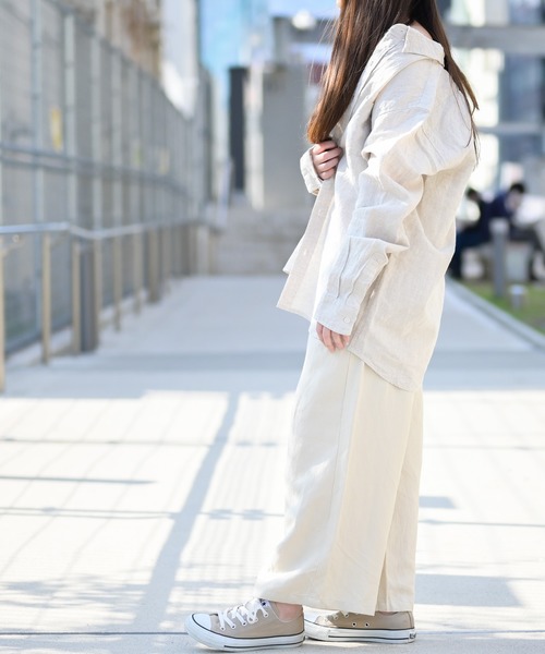 JOHN'S CLOSET(ジョンズクローゼット)の「【i】フレンチリネン長袖シャツ(シャツ/ブラウス・メンズ・ホワイト/ライトグリーン/ブラック/キナリ/ライトブルー/ネイビー・MEDIUM/LARGE/X-LARGE)」の8枚目の写真