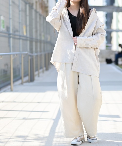 JOHN'S CLOSET(ジョンズクローゼット)の「【i】フレンチリネン長袖シャツ(シャツ/ブラウス・メンズ・ホワイト/ライトグリーン/ブラック/キナリ/ライトブルー/ネイビー・MEDIUM/LARGE/X-LARGE)」の15枚目の写真