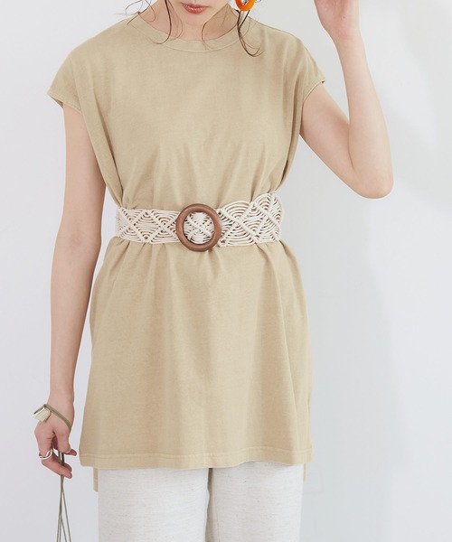 coca(coca)(コカ)の「ピグメントNSサイドスリットトップス(Tシャツ/カットソー・レディース・ブラック/ベージュ/パープル/ライトグリーン・ONE SIZE)」の4枚目の写真