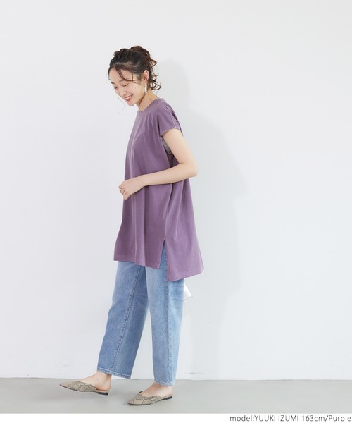 coca(coca)(コカ)の「ピグメントNSサイドスリットトップス(Tシャツ/カットソー・レディース・ブラック/ベージュ/パープル/ライトグリーン・ONE SIZE)」の5枚目の写真