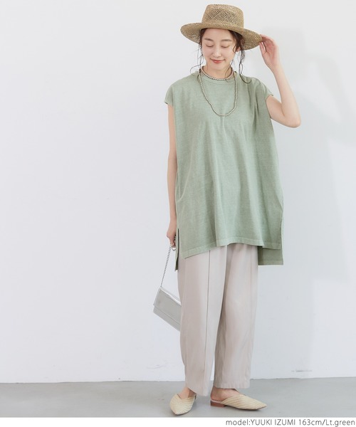 coca(coca)(コカ)の「ピグメントNSサイドスリットトップス(Tシャツ/カットソー・レディース・ブラック/ベージュ/パープル/ライトグリーン・ONE SIZE)」の14枚目の写真