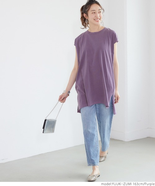 coca(coca)(コカ)の「ピグメントNSサイドスリットトップス(Tシャツ/カットソー・レディース・ブラック/ベージュ/パープル/ライトグリーン・ONE SIZE)」の13枚目の写真