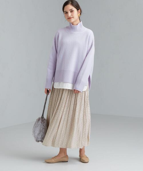 green label relaxing（グリーンレーベルリラクシング）の「FFC W テンジク ハイネック プルオーバー ニット（ニット/セーター・レディース・コバルトブルー/オレンジ系その他/ダークグレー/ベージュ/モカ/ライラック/ライトグレー/ナチュラル/ライム/パープル・FREE）」の16枚目の写真