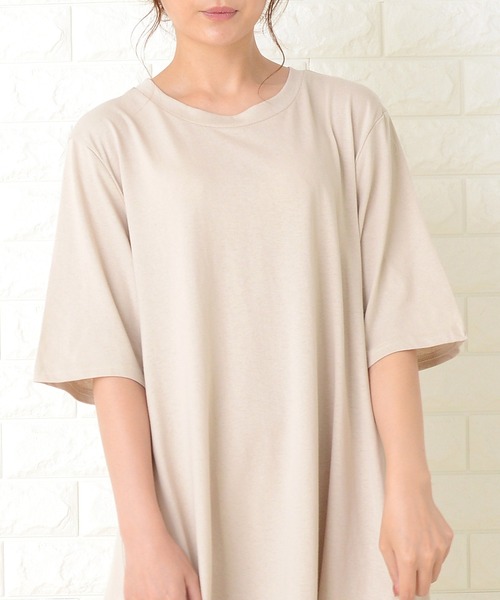 Lace Ladies（レースレディース）の「半袖ゆったりTシャツロングワンピース（ワンピース・レディース・ベージュ/ブルーグレー/ブラック/ライトグリーン・FREE）」の13枚目の写真
