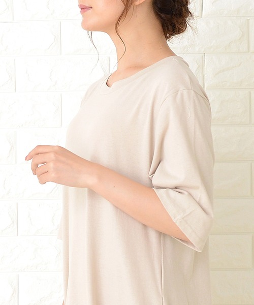 Lace Ladies（レースレディース）の「半袖ゆったりTシャツロングワンピース（ワンピース・レディース・ベージュ/ブルーグレー/ブラック/ライトグリーン・FREE）」の14枚目の写真
