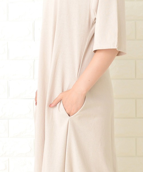 Lace Ladies（レースレディース）の「半袖ゆったりTシャツロングワンピース（ワンピース・レディース・ベージュ/ブルーグレー/ブラック/ライトグリーン・FREE）」の16枚目の写真
