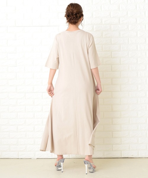 Lace Ladies（レースレディース）の「半袖ゆったりTシャツロングワンピース（ワンピース・レディース・ベージュ/ブルーグレー/ブラック/ライトグリーン・FREE）」の8枚目の写真