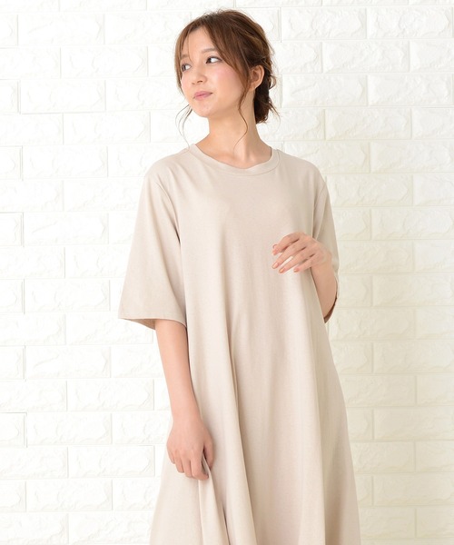Lace Ladies（レースレディース）の「半袖ゆったりTシャツロングワンピース（ワンピース・レディース・ベージュ/ブルーグレー/ブラック/ライトグリーン・FREE）」の12枚目の写真