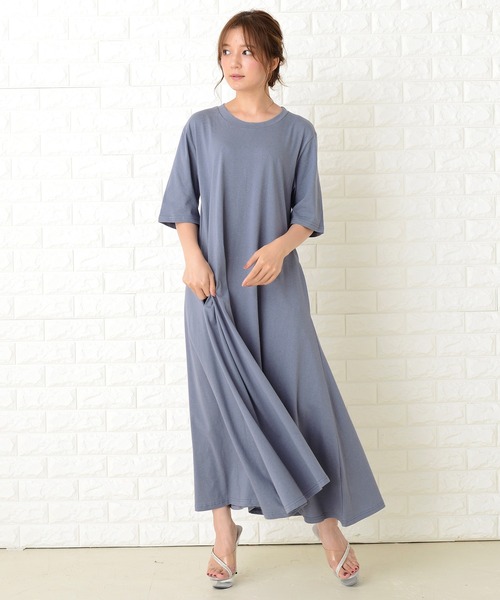 Lace Ladies（レースレディース）の「半袖ゆったりTシャツロングワンピース（ワンピース・レディース・ベージュ/ブルーグレー/ブラック/ライトグリーン・FREE）」の18枚目の写真
