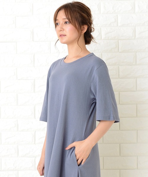 半袖ゆったりtシャツロングワンピース