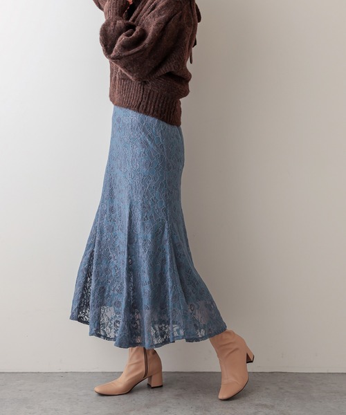 natural couture(ナチュラルクチュール)の「お花ベロアレースマーメイドスカート Mサイズ(スカート・レディース・ブラック/ブラウン/グレー/ピンク/ブルー・FREE)」の4枚目の写真