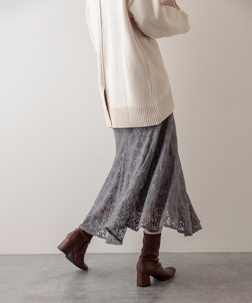 natural couture(ナチュラルクチュール)の「お花ベロアレースマーメイドスカート Mサイズ(スカート・レディース・ブラック/ブラウン/グレー/ピンク/ブルー・FREE)」の10枚目の写真