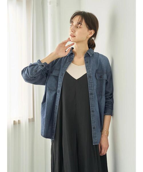 Music Ecology アースミュージックアンドエコロジー のファッション Usaデニムbigシャツ トップス セール Earth シャツ ブラウス Earth Cotton