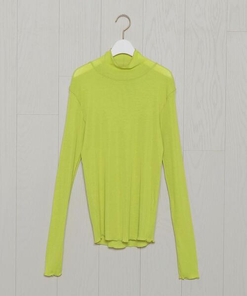 H　BEAUTY&YOUTH UNITED ARROWS（エイチビューティーアンドユースユナイテッドアローズ）の「＜H＞COTTON SHEER HIGH NECK PULLOVER/カットソー（Tシャツ/カットソー・レディース・イエロー/オフホワイト/ブラック・FREE）」の3枚目の写真