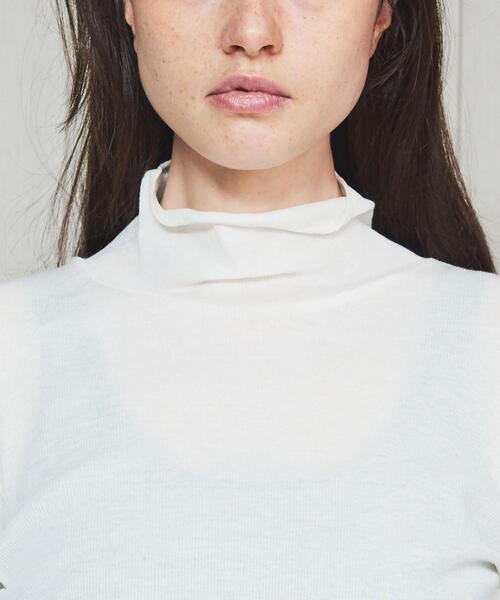 H　BEAUTY&YOUTH UNITED ARROWS（エイチビューティーアンドユースユナイテッドアローズ）の「＜H＞COTTON SHEER HIGH NECK PULLOVER/カットソー（Tシャツ/カットソー・レディース・イエロー/オフホワイト/ブラック・FREE）」の10枚目の写真