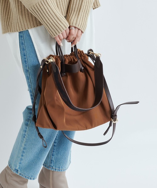 DouDou（ドゥドゥ）の「【WEB限定】ナイロンドロストリングバッグ（ショルダーバッグ・レディース・ブラウン/ブラック・FREE）」の21枚目の写真