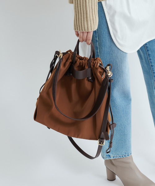 DouDou（ドゥドゥ）の「【WEB限定】ナイロンドロストリングバッグ（ショルダーバッグ・レディース・ブラウン/ブラック・FREE）」の22枚目の写真