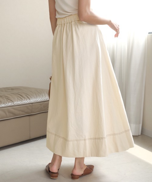 Bou Jeloud（ブージュルード）の「タックプリーツデニムスカート（デニムスカート・レディース・ナチュラル/インディゴブルー/ベージュ/カーキ・38）」の18枚目の写真