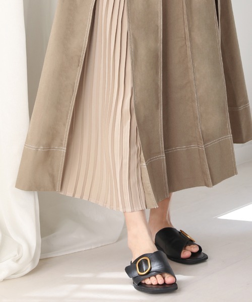 Bou Jeloud（ブージュルード）の「タックプリーツデニムスカート（デニムスカート・レディース・ナチュラル/インディゴブルー/ベージュ/カーキ・38）」の14枚目の写真