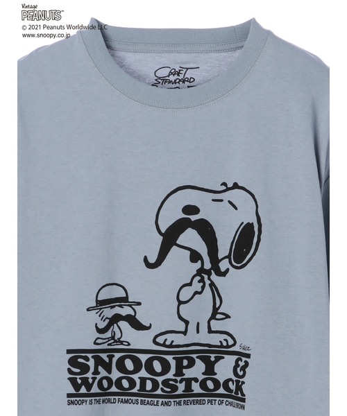 Vintage PEANUTS(ビンテージピーナッツ)の「SNOOPY&WOODSTOCK TEE *☆(Tシャツ/カットソー・レディース・ブルー・SMALL/LARGE/LL/MEDIUM)」の3枚目の写真