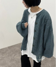 ダメージ丸首カーディガン【ZOZOTOWN限定アイテム】