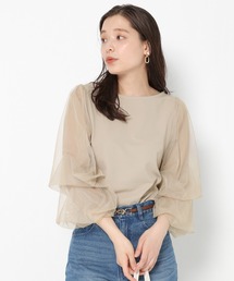 mysty woman | 袖タックチュールプルオーバー 937643(Tシャツ/カットソー)