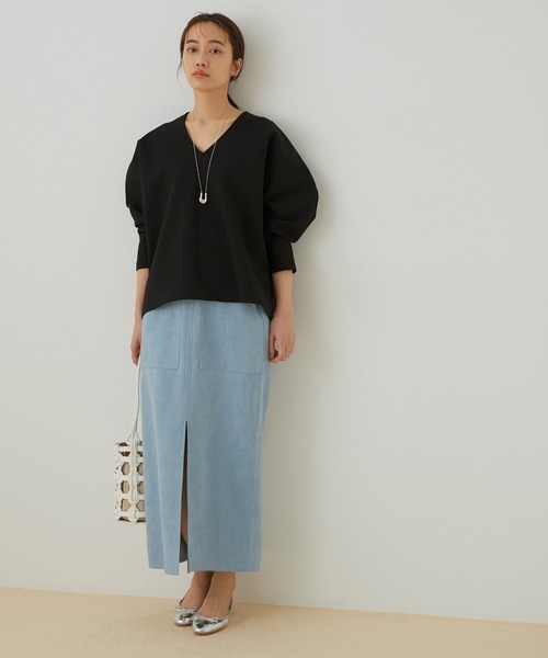 ADAM ET ROPE'(アダムエロペ)の「【アウトレット店舗・WEB限定】ダンボールニットドルマンプルオーバー(スウェット・レディース・ブラック/ベージュ/モスグリーン・FREE)」の8枚目の写真