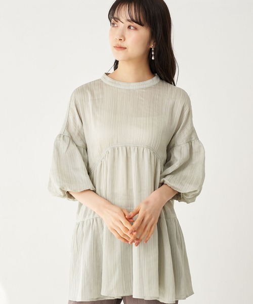 earth music&ecology（アースミュージックアンドエコロジー）の「楊柳ティアードブラウス ＊（シャツ/ブラウス・レディース・アイボリー/ミント/モカ・FREE）」の3枚目の写真