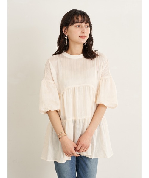 earth music&ecology（アースミュージックアンドエコロジー）の「楊柳ティアードブラウス ＊（シャツ/ブラウス・レディース・アイボリー/ミント/モカ・FREE）」の15枚目の写真