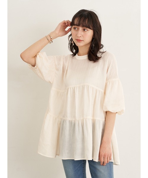 earth music&ecology（アースミュージックアンドエコロジー）の「楊柳ティアードブラウス ＊（シャツ/ブラウス・レディース・アイボリー/ミント/モカ・FREE）」の18枚目の写真