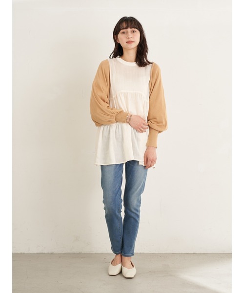 earth music&ecology（アースミュージックアンドエコロジー）の「楊柳ティアードブラウス ＊（シャツ/ブラウス・レディース・アイボリー/ミント/モカ・FREE）」の16枚目の写真