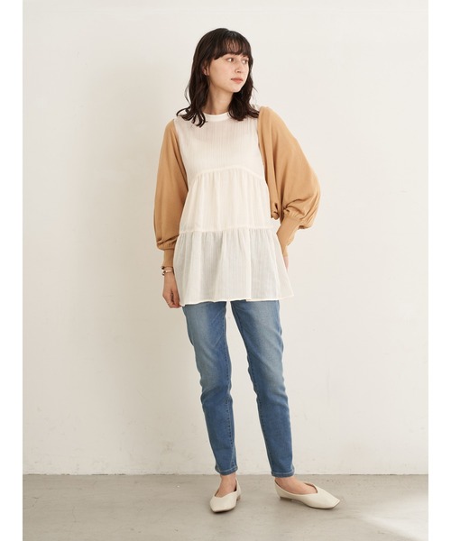 earth music&ecology（アースミュージックアンドエコロジー）の「楊柳ティアードブラウス ＊（シャツ/ブラウス・レディース・アイボリー/ミント/モカ・FREE）」の19枚目の写真