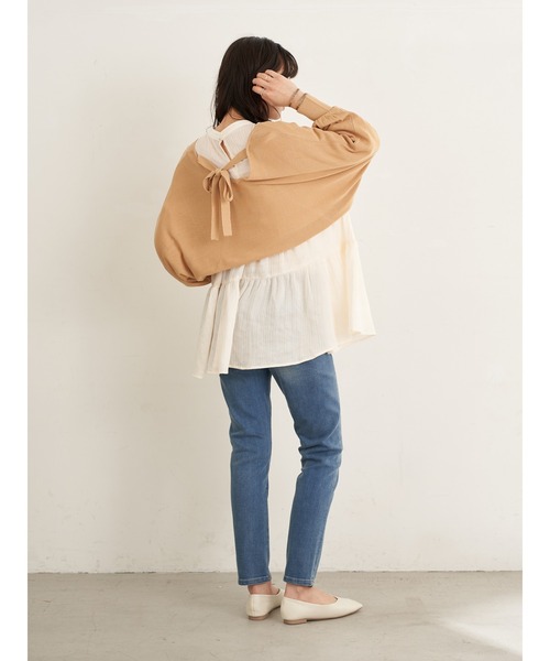 earth music&ecology（アースミュージックアンドエコロジー）の「楊柳ティアードブラウス ＊（シャツ/ブラウス・レディース・アイボリー/ミント/モカ・FREE）」の5枚目の写真