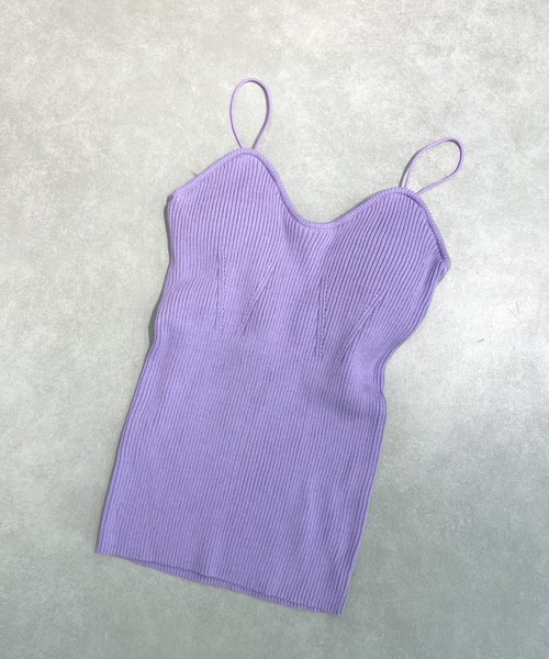 mystic（ミスティック）の「パット付ニットキャミソール（キャミソール・レディース・ブラック/ベージュ/パープル/アイボリー・FREE）」の4枚目の写真